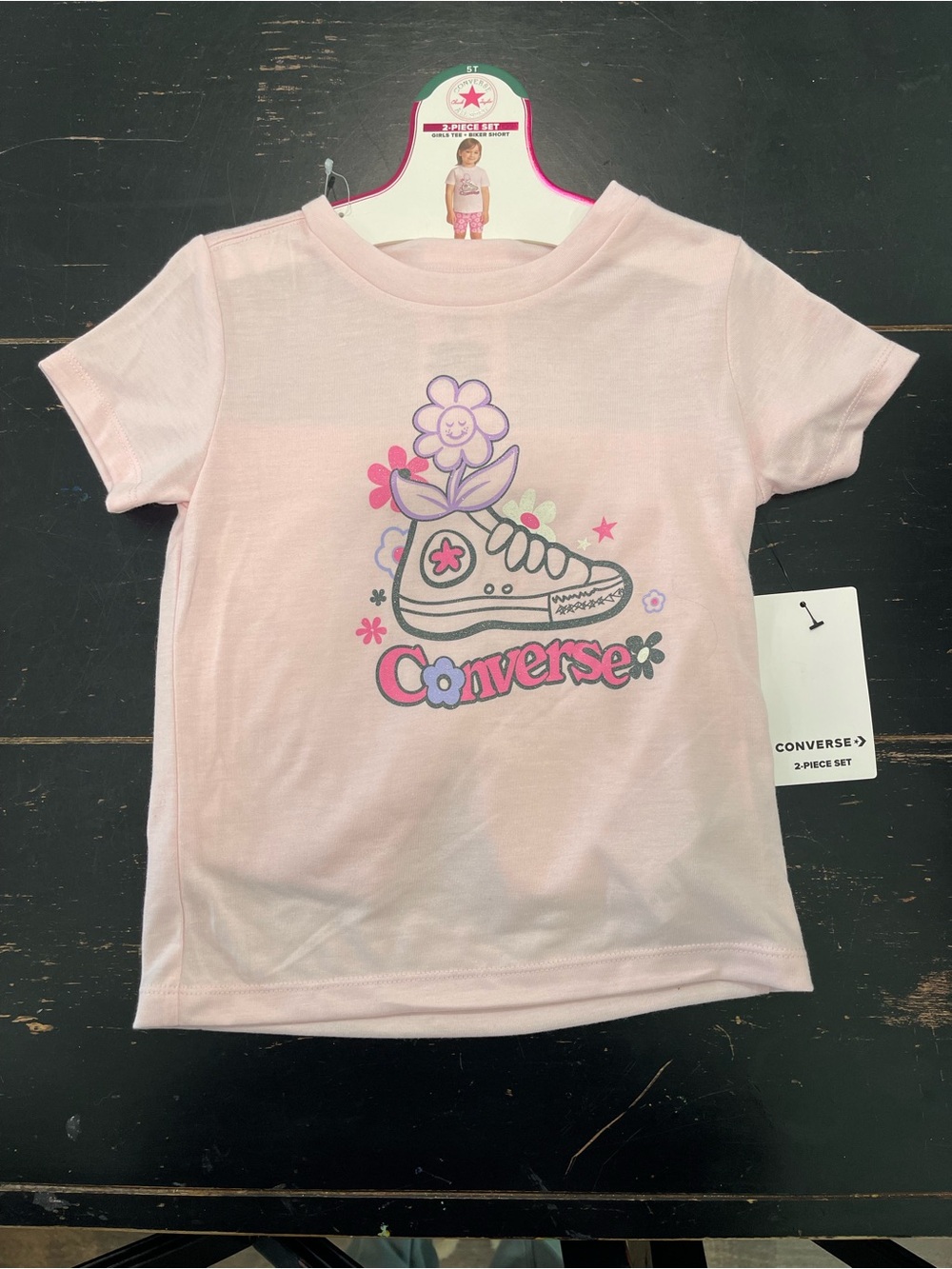 Converse Pink Graphic Tee with Floral Sneaker
